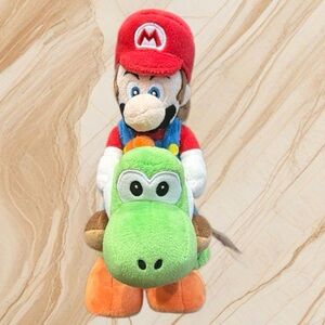 SUPER MÁRIO BROS PLUSH.MARIO RIDING YOSHI STUFFED ANIMAL SANEI CO JAPAN 8”